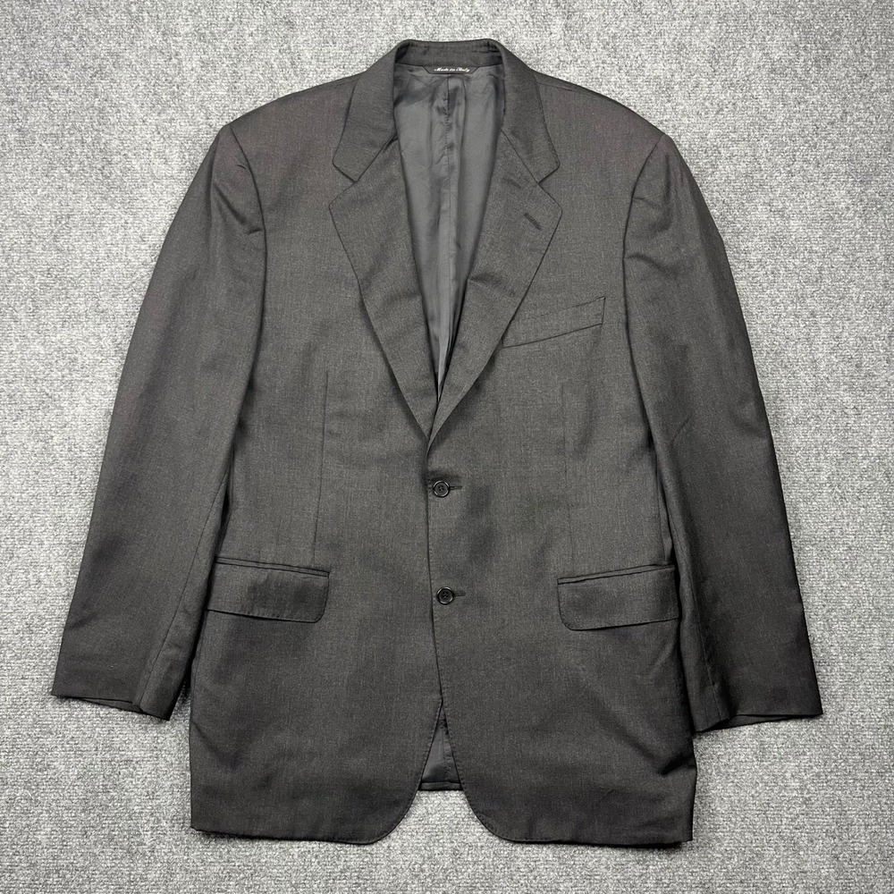 Canali Mens Blazer 100% Pure New Wool Two Button Sport Coat Charcoal Grey Italy